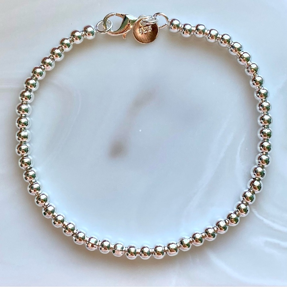 Silver 4mm Beaded Bracelet - Classic Silver Elegance